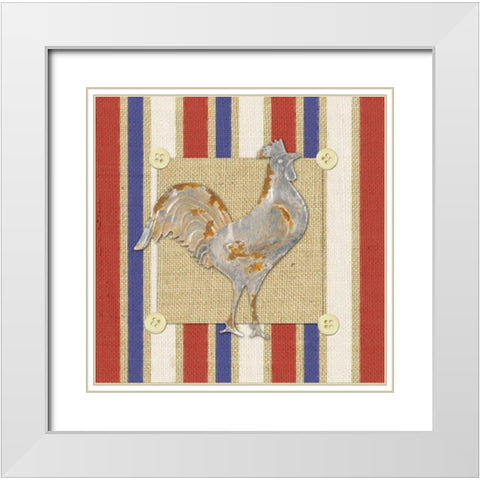 Tin Rooster White Modern Wood Framed Art Print with Double Matting by Appleman, Sam