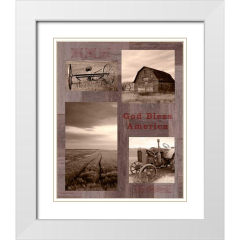 God Bless America White Modern Wood Framed Art Print with Double Matting by Appleman, Sam