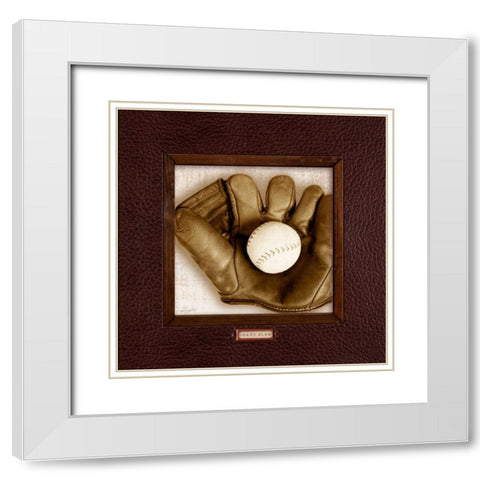 Vintage Baseball White Modern Wood Framed Art Print with Double Matting by Appleman, Sam