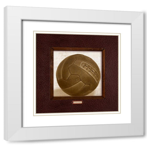 Vintage Soccer White Modern Wood Framed Art Print with Double Matting by Appleman, Sam