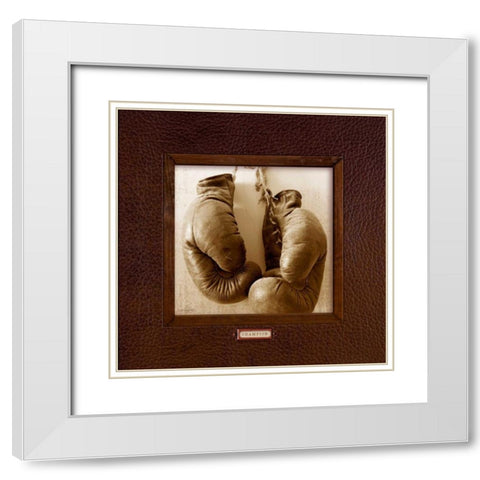Vintage Boxing White Modern Wood Framed Art Print with Double Matting by Appleman, Sam