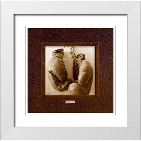 Vintage Boxing White Modern Wood Framed Art Print with Double Matting by Appleman, Sam