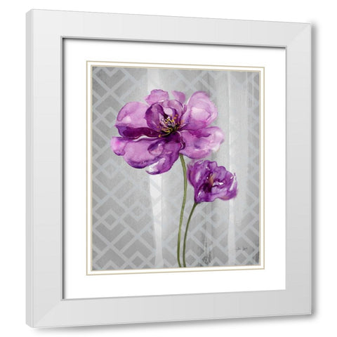 Trellis Floral2 White Modern Wood Framed Art Print with Double Matting by Jing, Jin