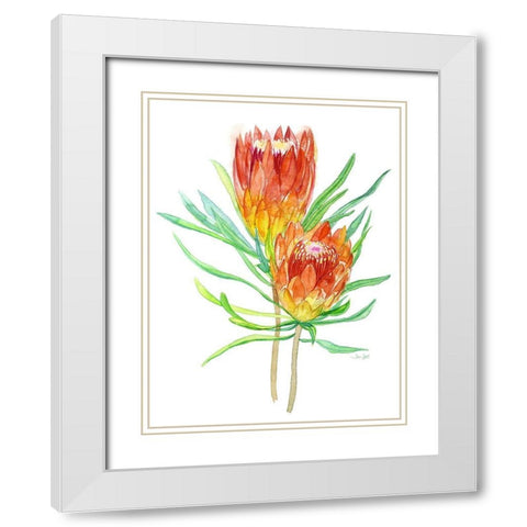 Tropical Blossoming White Modern Wood Framed Art Print with Double Matting by Jing, Jin