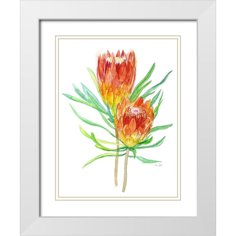 Tropical Blossoming White Modern Wood Framed Art Print with Double Matting by Jing, Jin