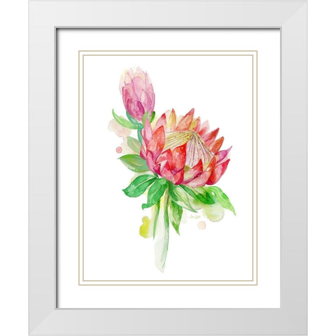 Tropical Blooming White Modern Wood Framed Art Print with Double Matting by Jing, Jin