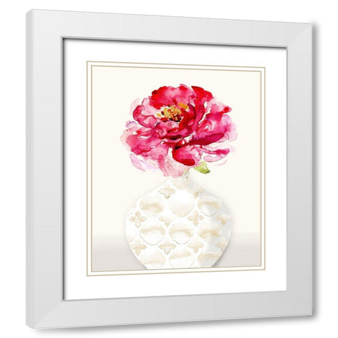 Splash of Petals 2 White Modern Wood Framed Art Print with Double Matting by Jing, Jin