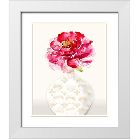 Splash of Petals 2 White Modern Wood Framed Art Print with Double Matting by Jing, Jin