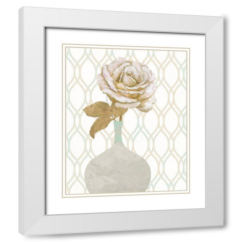 Gilded Rose 1 White Modern Wood Framed Art Print with Double Matting by Zheng, James