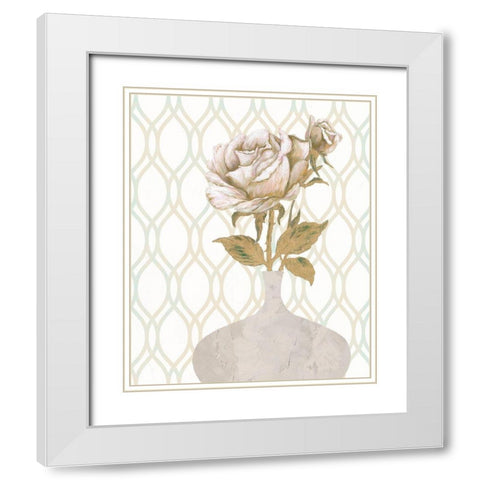 Gilded Rose 2 White Modern Wood Framed Art Print with Double Matting by Zheng, James