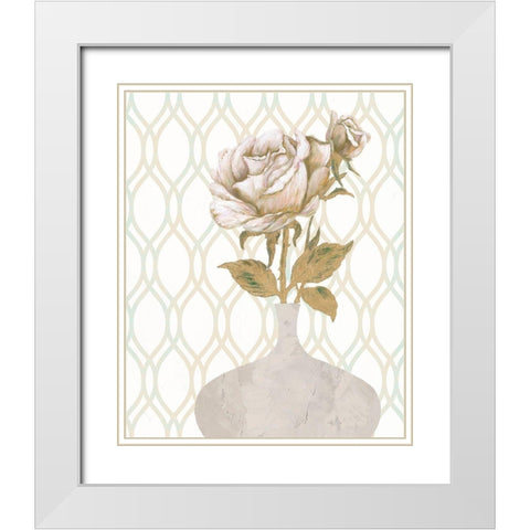 Gilded Rose 2 White Modern Wood Framed Art Print with Double Matting by Zheng, James