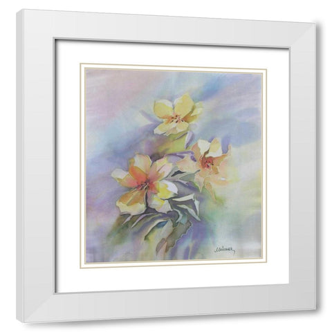 Floral White Modern Wood Framed Art Print with Double Matting by Mayskaya, Alisa