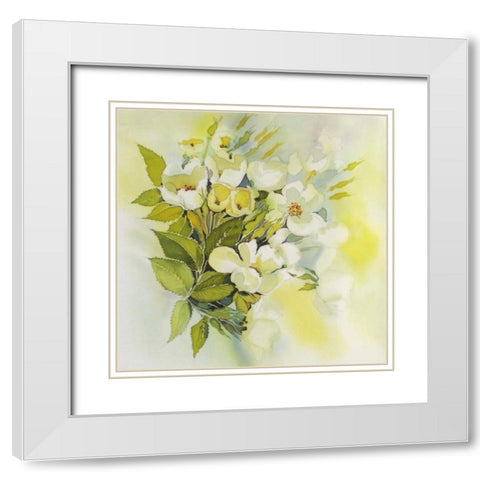 Soft Floral White Modern Wood Framed Art Print with Double Matting by Mayskaya, Alisa