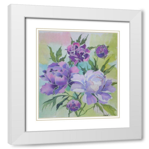 Soft Floral White Modern Wood Framed Art Print with Double Matting by Mayskaya, Alisa