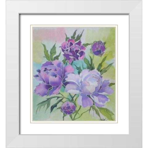 Soft Floral White Modern Wood Framed Art Print with Double Matting by Mayskaya, Alisa