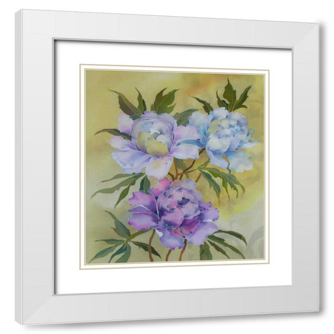 Soft Floral White Modern Wood Framed Art Print with Double Matting by Mayskaya, Alisa