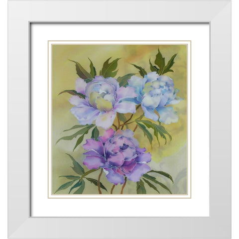 Soft Floral White Modern Wood Framed Art Print with Double Matting by Mayskaya, Alisa