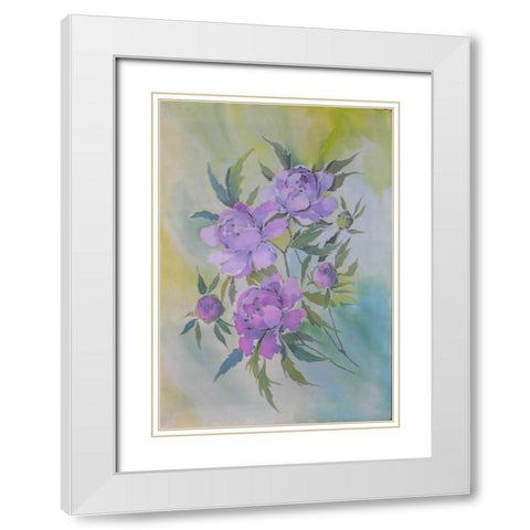 Purple Floriade I  White Modern Wood Framed Art Print with Double Matting by Mayskaya, Alisa