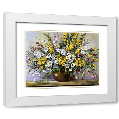 Treasure of daisies White Modern Wood Framed Art Print with Double Matting by Paleta, Anna