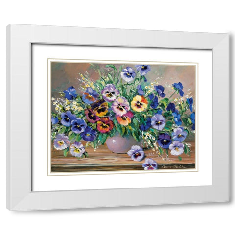 Bouquet of pansies White Modern Wood Framed Art Print with Double Matting by Paleta, Anna
