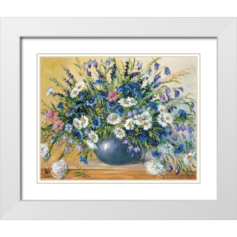 Vase with cornflowers White Modern Wood Framed Art Print with Double Matting by Paleta, Anna