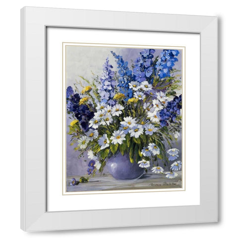 Delphinium White Modern Wood Framed Art Print with Double Matting by Paleta, Anna