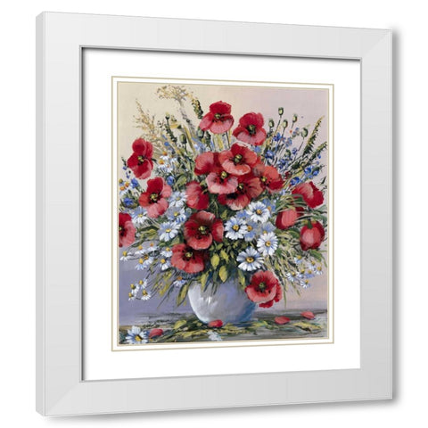 Red poppies White Modern Wood Framed Art Print with Double Matting by Paleta, Anna