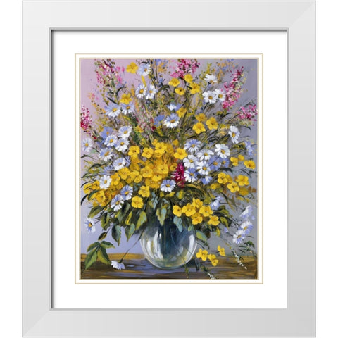 Mixed bouquet White Modern Wood Framed Art Print with Double Matting by Paleta, Anna