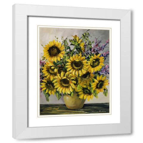 Sunny sunflowers White Modern Wood Framed Art Print with Double Matting by Paleta, Anna