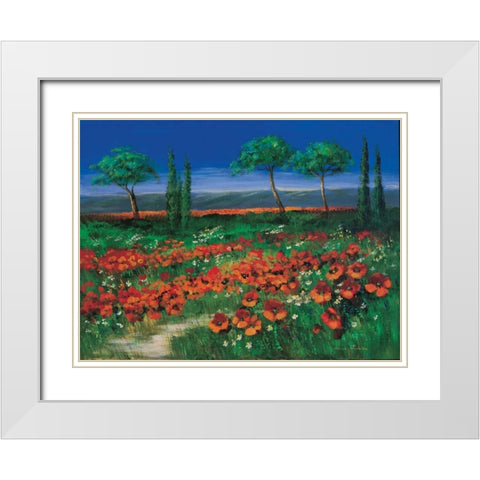 Field of primroses White Modern Wood Framed Art Print with Double Matting by Paleta, Anna