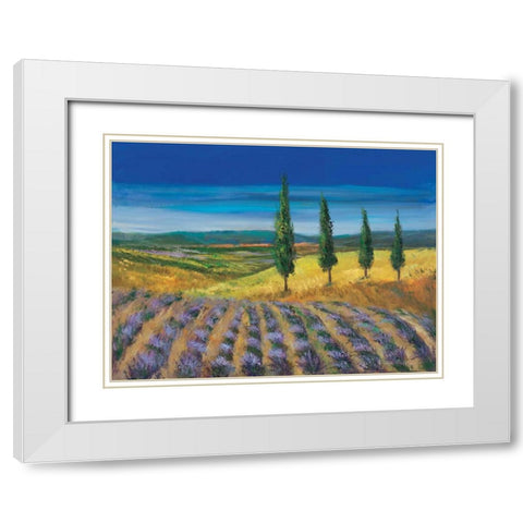 Field of lavender White Modern Wood Framed Art Print with Double Matting by Paleta, Anna