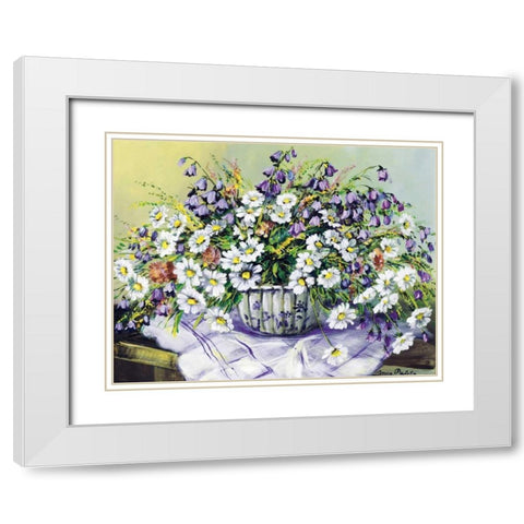 Colourful table II White Modern Wood Framed Art Print with Double Matting by Paleta, Anna