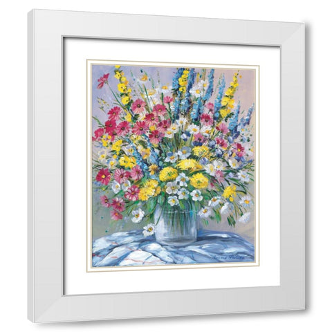 Cheerful flowers I White Modern Wood Framed Art Print with Double Matting by Paleta, Anna