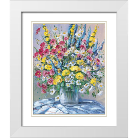 Cheerful flowers I White Modern Wood Framed Art Print with Double Matting by Paleta, Anna