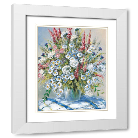 Cheerful flowers II White Modern Wood Framed Art Print with Double Matting by Paleta, Anna