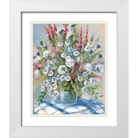 Cheerful flowers II White Modern Wood Framed Art Print with Double Matting by Paleta, Anna