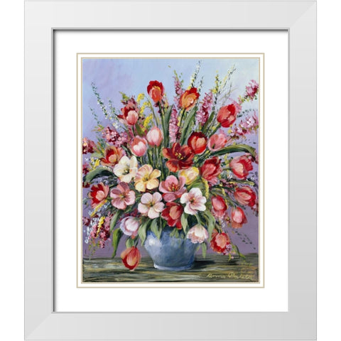 Red Classi bouqet White Modern Wood Framed Art Print with Double Matting by Paleta, Anna