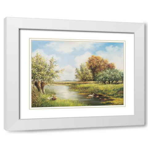 A natural peace White Modern Wood Framed Art Print with Double Matting by de Jong, Johan