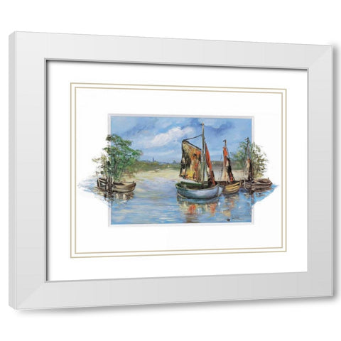 Sailing boats White Modern Wood Framed Art Print with Double Matting by Schottler, Katharina