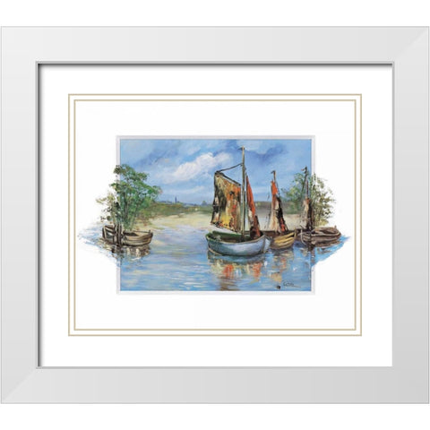 Sailing boats White Modern Wood Framed Art Print with Double Matting by Schottler, Katharina
