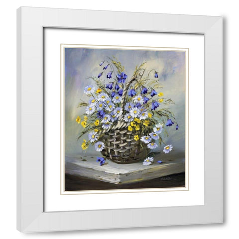 Colourful basket White Modern Wood Framed Art Print with Double Matting by Schottler, Katharina