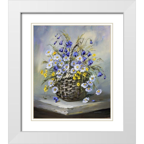 Colourful basket White Modern Wood Framed Art Print with Double Matting by Schottler, Katharina