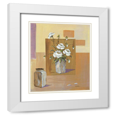 Say it with flowers I White Modern Wood Framed Art Print with Double Matting by Schottler, Katharina