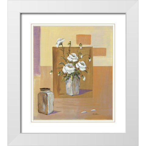 Say it with flowers I White Modern Wood Framed Art Print with Double Matting by Schottler, Katharina