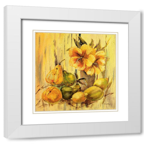 Yellow creation I White Modern Wood Framed Art Print with Double Matting by Schottler, Katharina