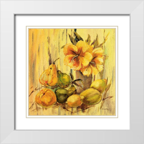 Yellow creation I White Modern Wood Framed Art Print with Double Matting by Schottler, Katharina