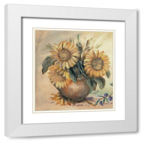Sunflower bouquet ll White Modern Wood Framed Art Print with Double Matting by Schottler, Katharina