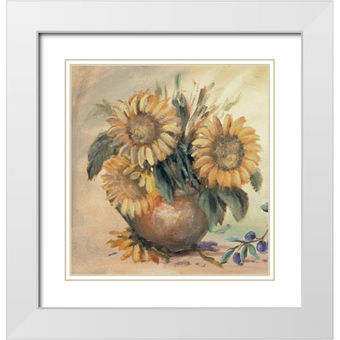 Sunflower bouquet ll White Modern Wood Framed Art Print with Double Matting by Schottler, Katharina