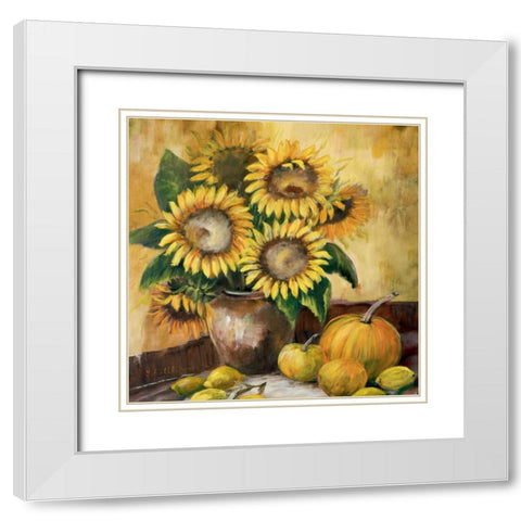 Sunflower bouquet lV White Modern Wood Framed Art Print with Double Matting by Schottler, Katharina