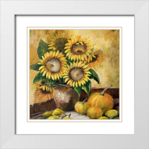 Sunflower bouquet lV White Modern Wood Framed Art Print with Double Matting by Schottler, Katharina